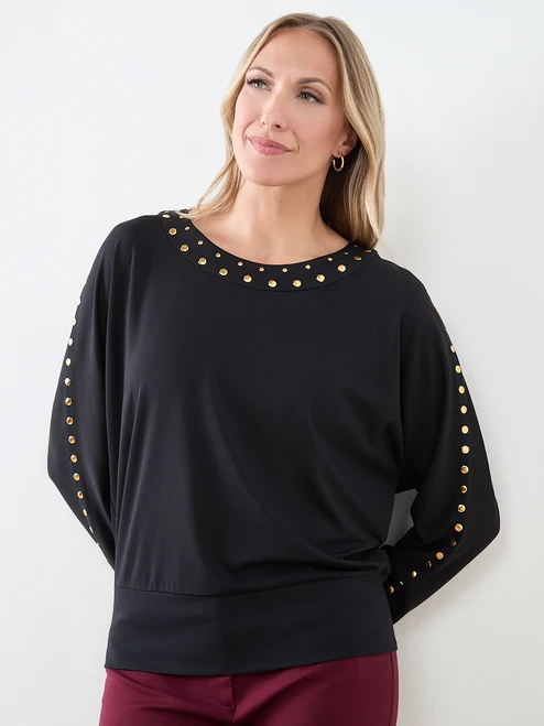 Gold-Studded-Trim Top