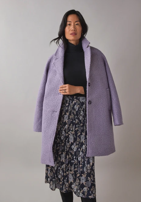 Knee-Length Boucle Coat