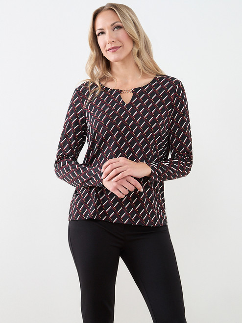 Long Sleeve Hardware-Detail Top