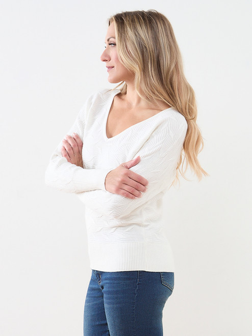 Novelty Stitch V-Neck Pullover Sweater