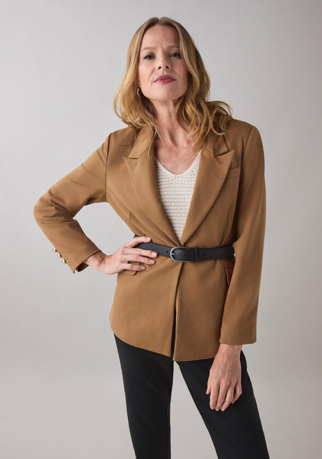 Petite Long Line Blazer in Ponte