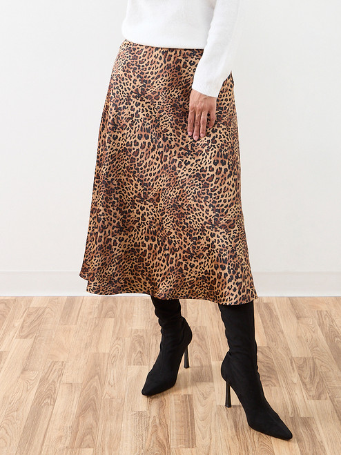 Petite Satin Bias Cut Midi-Skirt
