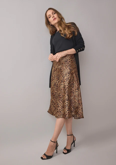 Petite Satin Bias Cut Midi-Skirt