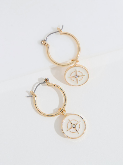 Gold Compass Hoop Earrings