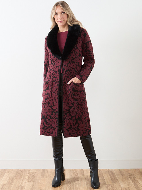 Long Sleeve Fur Collar Sweater Coat