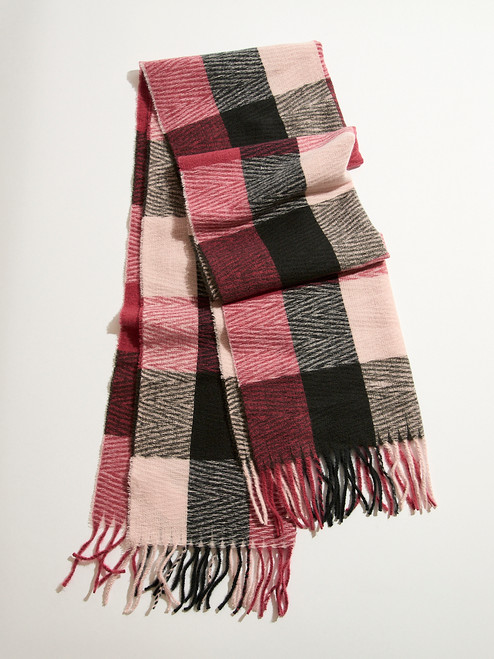 Large Pink Plaid Scarf