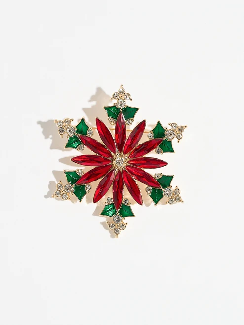 Pointsetta Snowflake Brooch