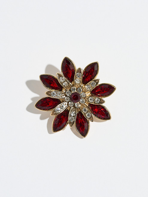 Ruby and Crystal Pointsetta Brooch