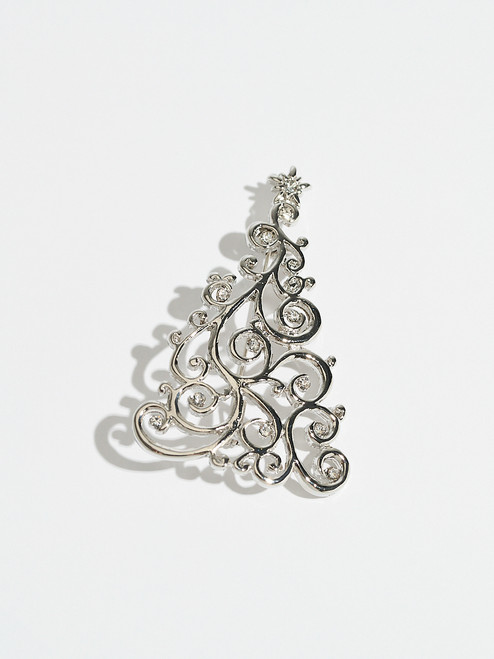 Silver Filigree Tree Brooch