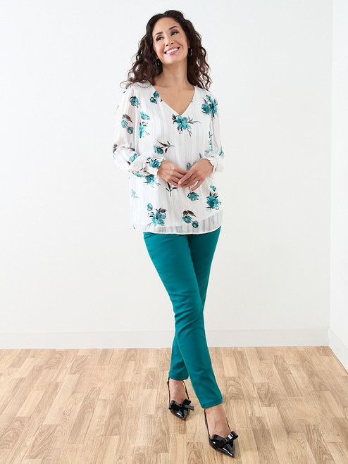 Petite Smocked-Cuff Blouse