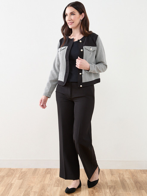 Checked Collarless Blazer