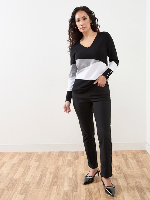 Emily Micro-Twill Grey Slim Leg Pant