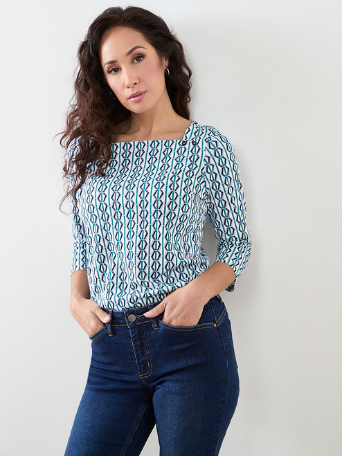 Petite 3/4 Sleeve Square Neck Tee