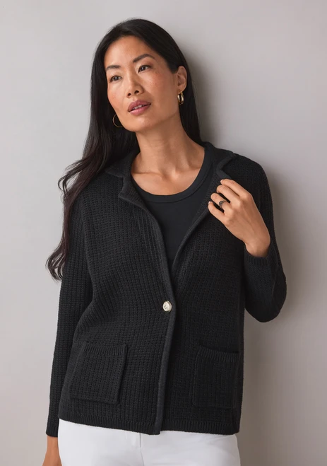 Petite Textured Sweater Blazer