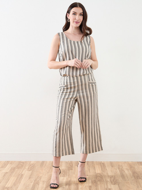 Sleeveless Button-Back Linen Blouse