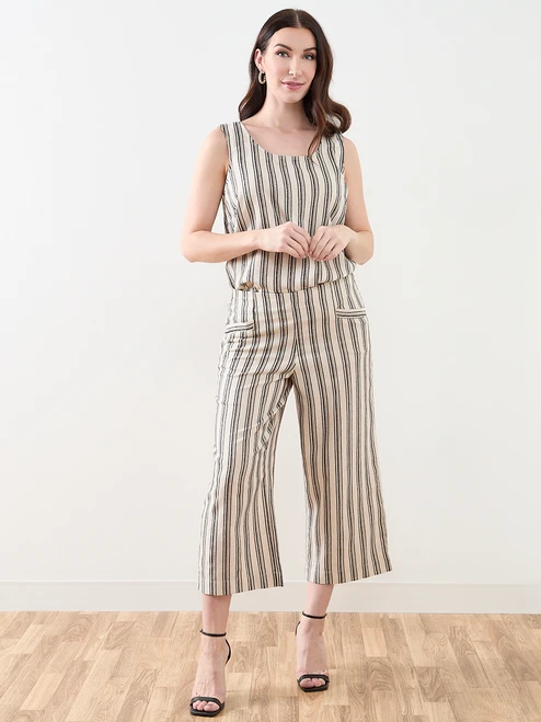 Sleeveless Button-Back Linen Blouse