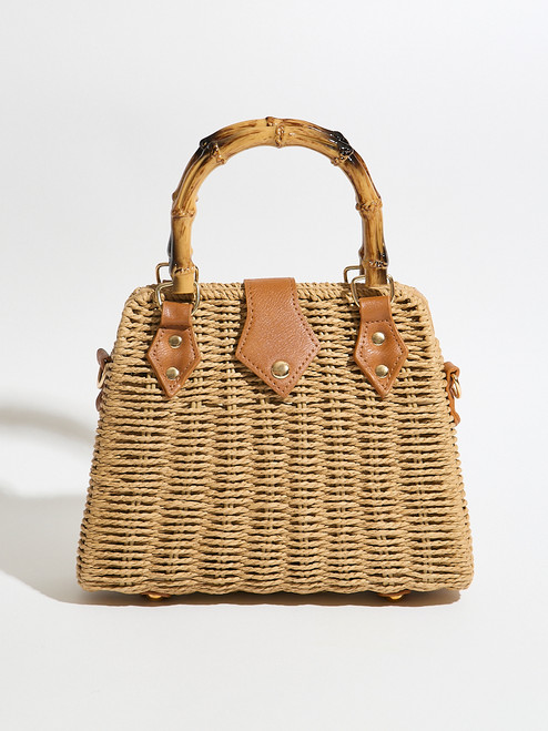 Woven Bamboo Handle Bag