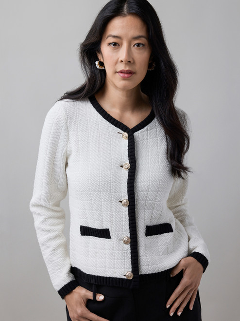 Long Sleeve Tipped Sweater Jacket