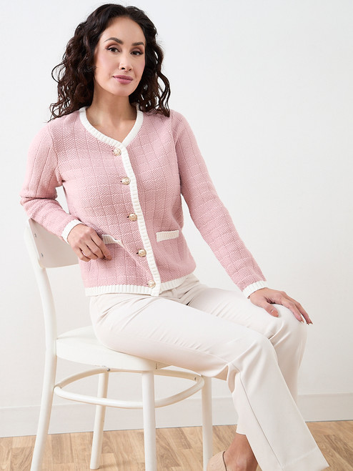 Petite Long Sleeve Tipped Sweater Jacket