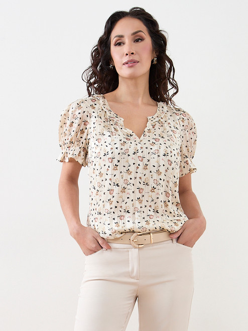 Petite Ruffle and Bubble Hem Blouse