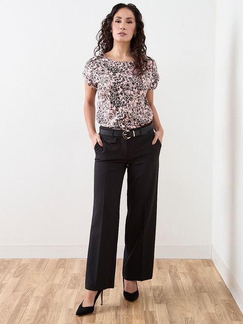 Petite Short Sleeve Cuff Boat Neck Tee in Pink