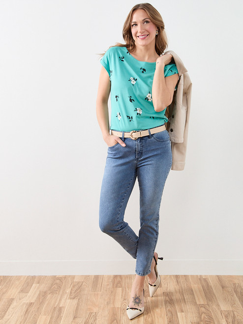 Short Sleeve Cuff Boatneck Tee