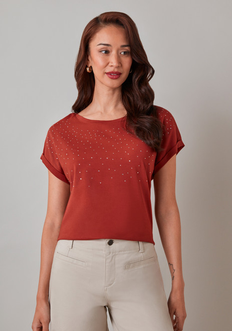 Short Sleeve Embellished Top