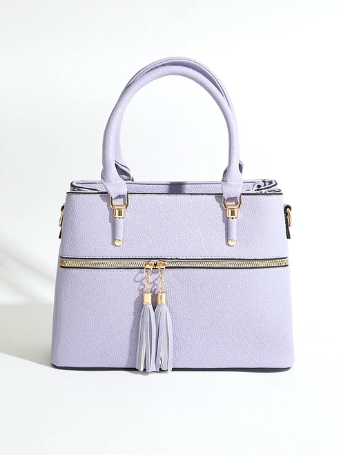 Tassle Front Handbag in Lavender