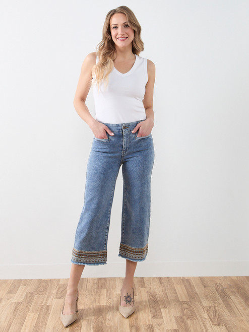 Haylie Vintage Trim Crop Denim Jean