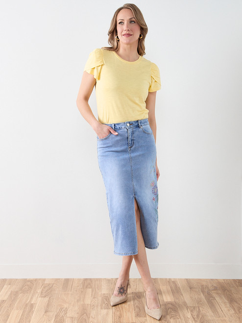 Lemon Short Sleeve Tulip Scoop Neck Tee
