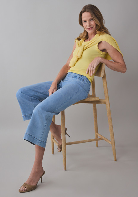 Haylie Crop Denim Jean in Light Wash