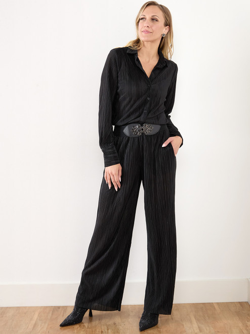 Wide Leg Plisse Pants