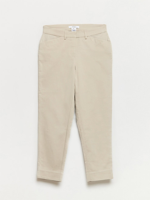 Christy Slim Ankle Pant in Stone Microtwill