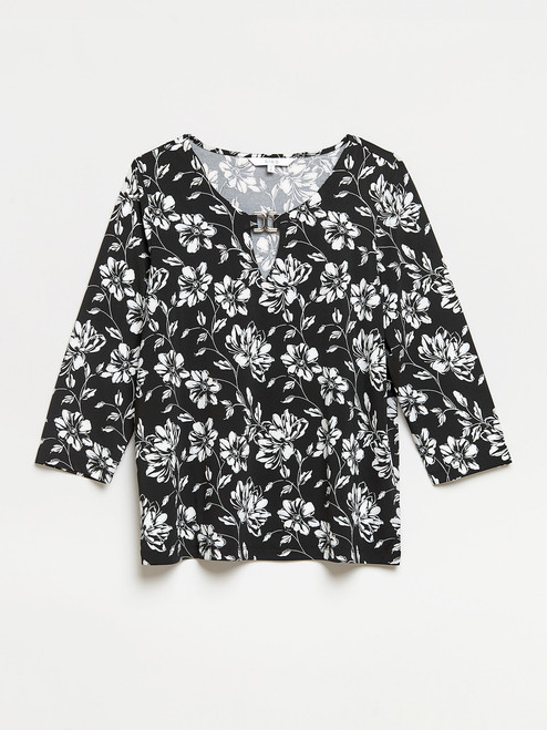 Three-Quarter Sleeve Top with Metal Hardware
