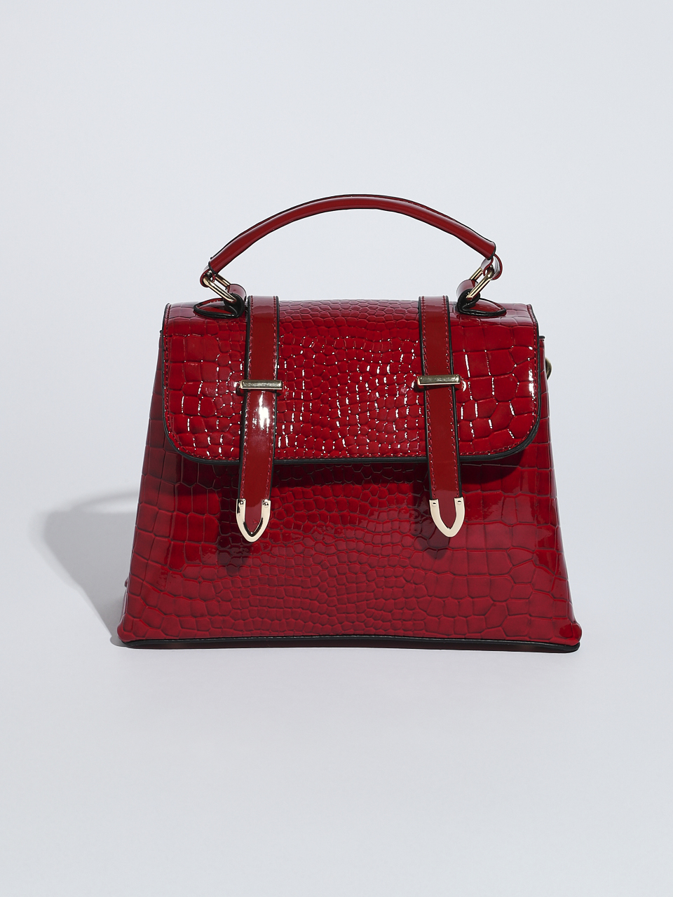 Crimson Top Closure Croco Handbag | Cleo