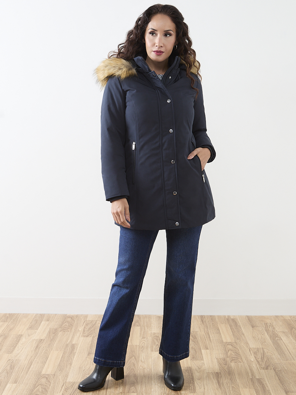 Petite Navy Vegan Down Parka | Cleo