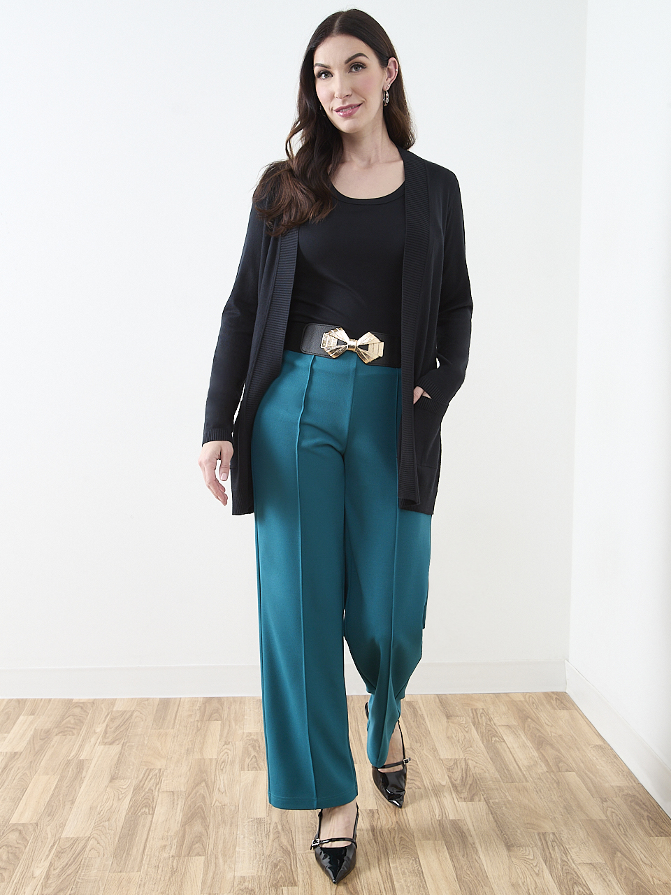Trisha Scuba Crepe Wide-Leg Pant In Peacock | Cleo