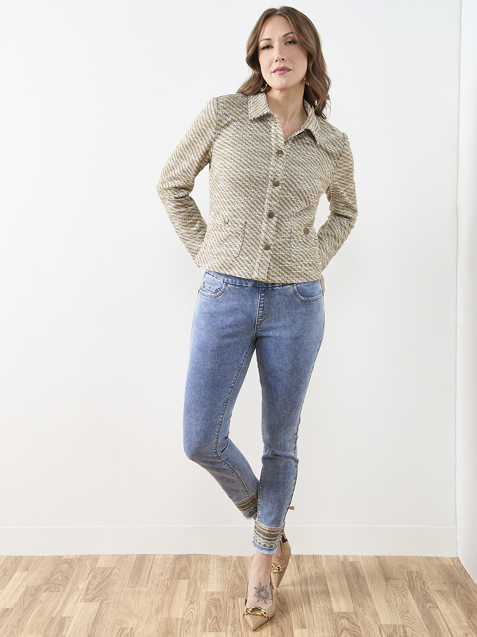 Knit Tweed Jacket in Tobacco | Cleo