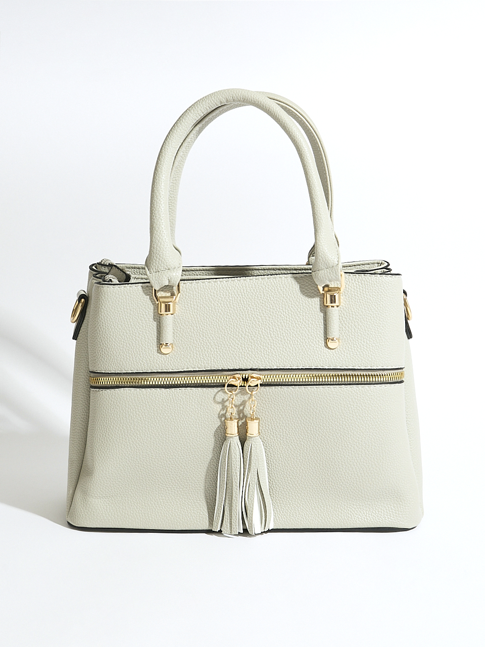 Tassle Front Handbag in Stone | Cleo