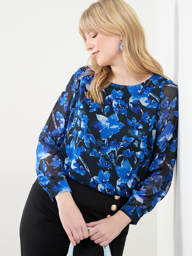 Long Sleeve Chiffon Blouse | Cleo