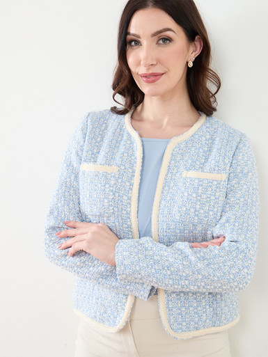 Braided Trim Tweed Blazer | Cleo