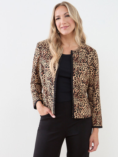 Ponte Leopard Print Open Blazer | Cleo