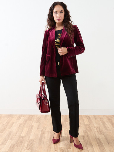 Petite Ruby Velvet Blazer | Cleo
