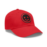 Dad Hat with Leather Patch (Round), Smiley hat, gift for dad