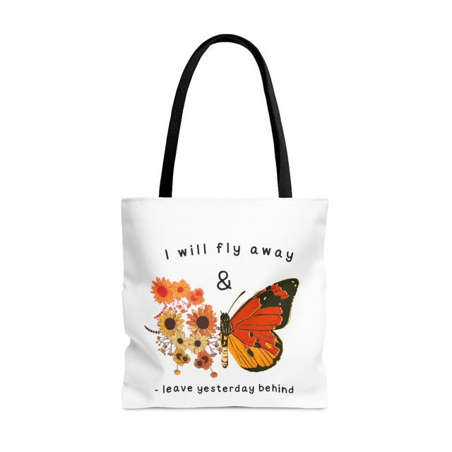 Tote Bag (AOP), Leave yesterday behind designed bag, tote bag lovers gift 