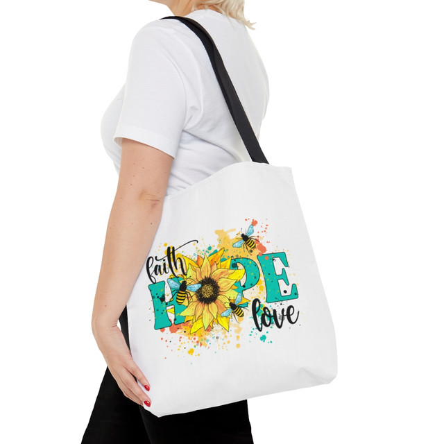 Tote Bag (AOP), Faith hope and love bag