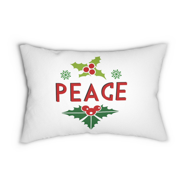 Spun Polyester Lumbar Pillow, Peace pillow, Christmas gift