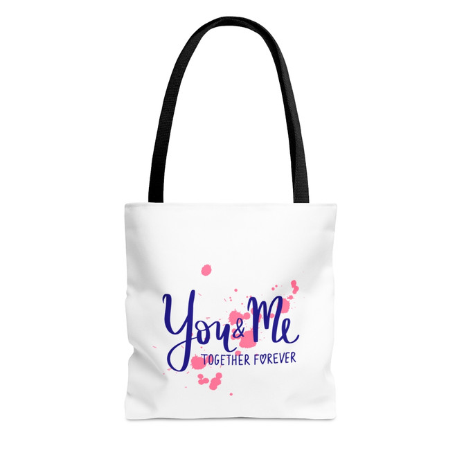 Tote Bag (AOP), minimalist you and me love forever bag, tote gift bag 