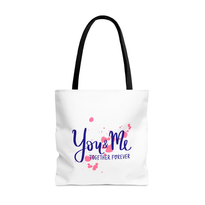 Tote Bag (AOP), minimalist you and me love forever bag, tote gift bag 