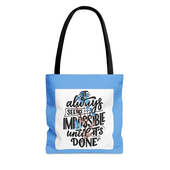 Tote Bag (AOP), blue bag, inspirational quote tote bag, quote lover bag